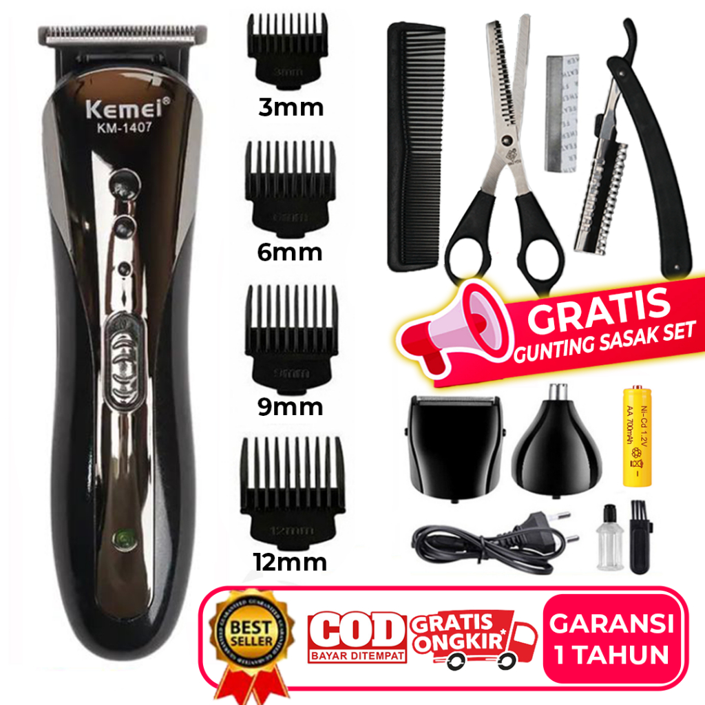 Jual KEMEI Trimmer Portable 3 in 1 Clipper Alat Mesin Cukur Rambut ...
