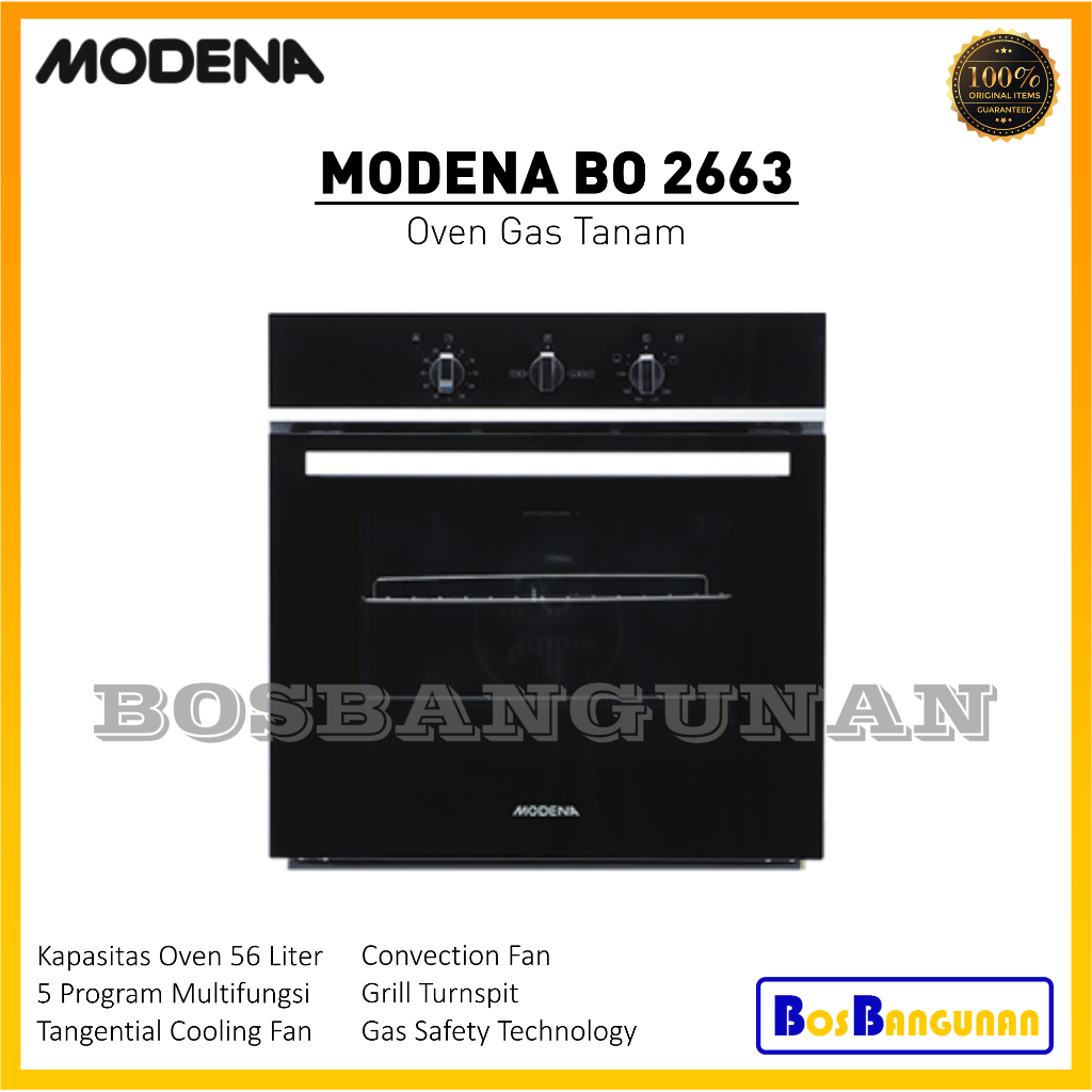 Jual Oven Gas Tanam MODENA BO2663 / Built in MODENA BO 2663 / Oven