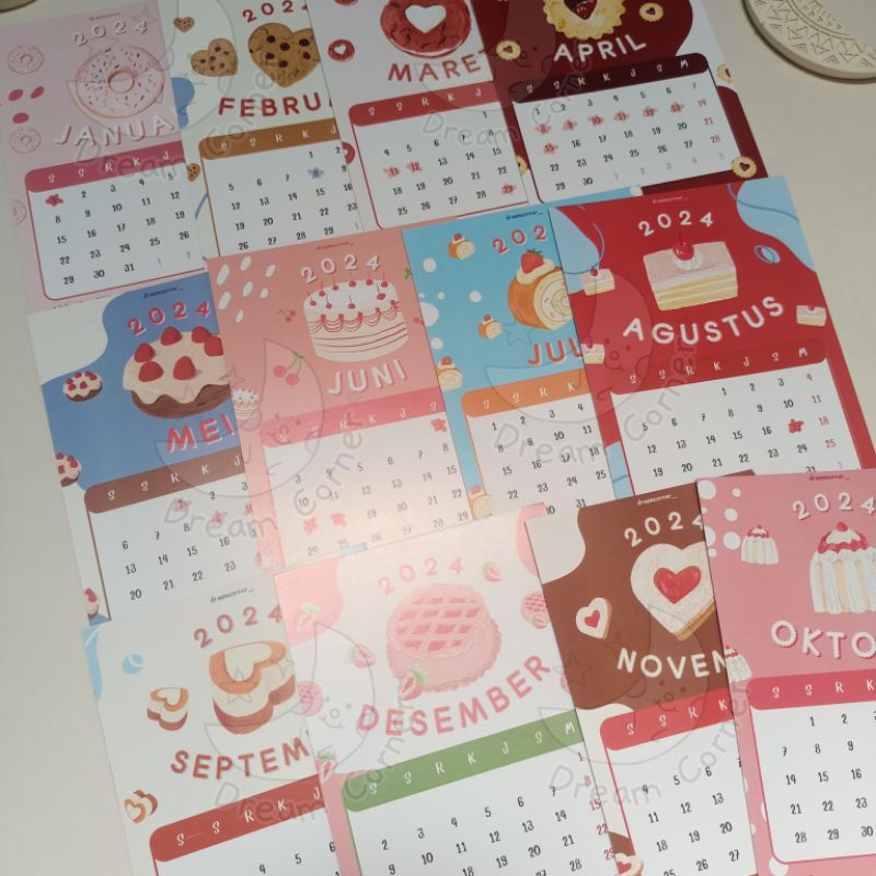 Jual Calendar 2024 Aesthetic Cake Edition Kalender Meja Kalender Mini