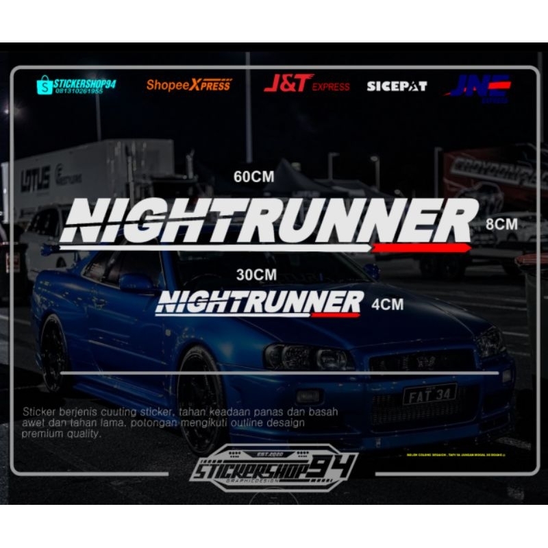 Jual stiker night runner stiker mobil stiker kaca depan/belakang mobil ...