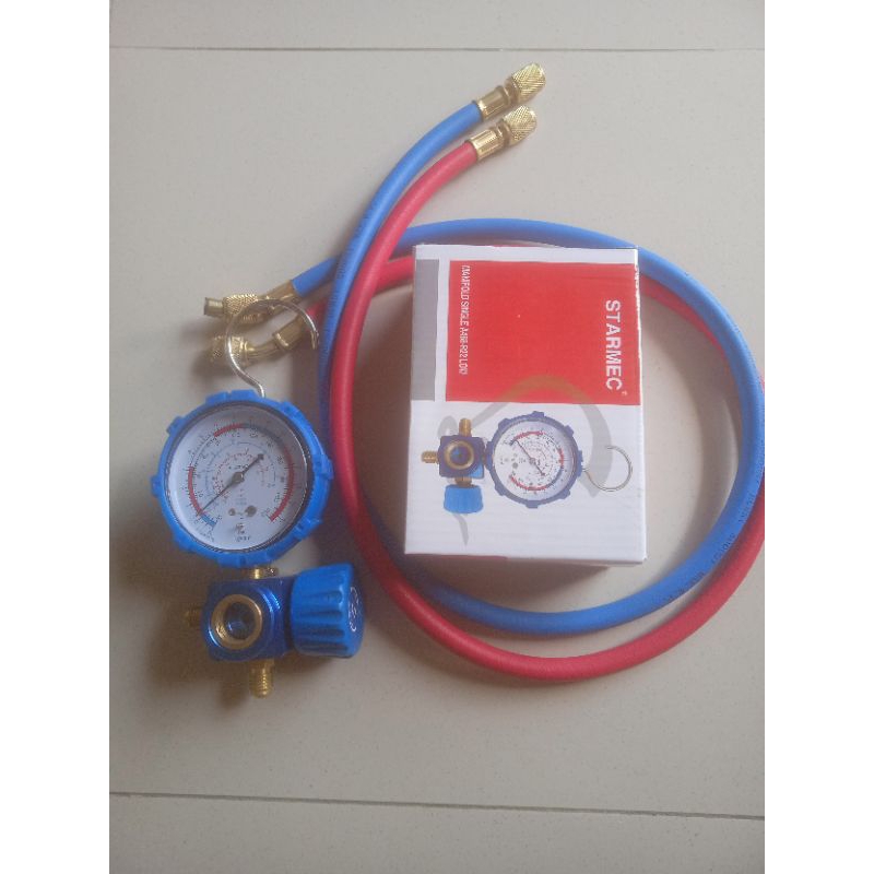 Jual Manifold single R22 plus selang R22 Presure gauge single | Shopee