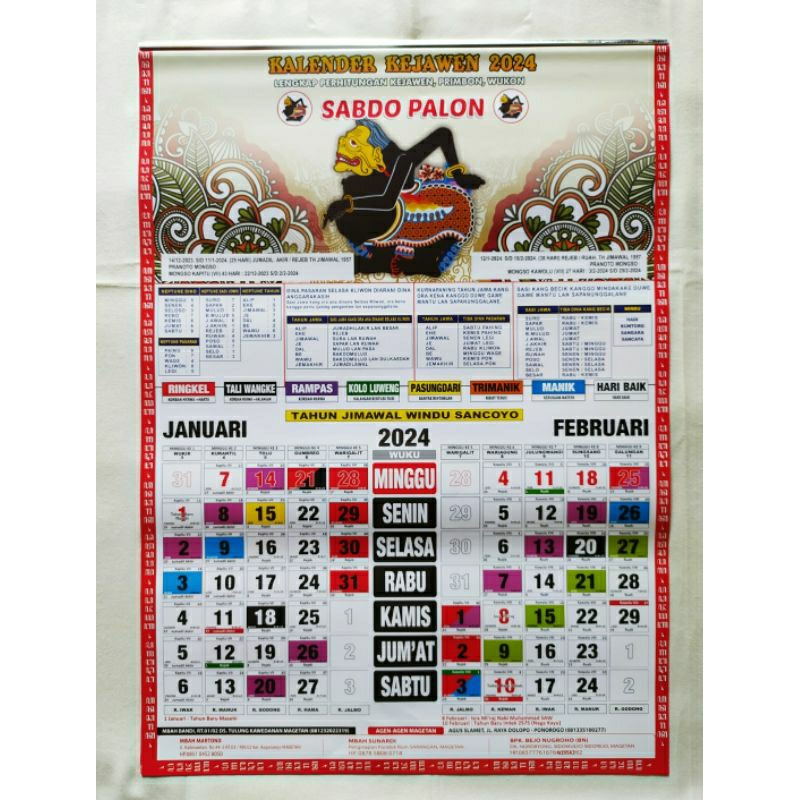 Jual Grosir Kalender 2024 Kalender Jawa 2024 Sabdo Palon Tanggalan Jawa Lengkap 0379