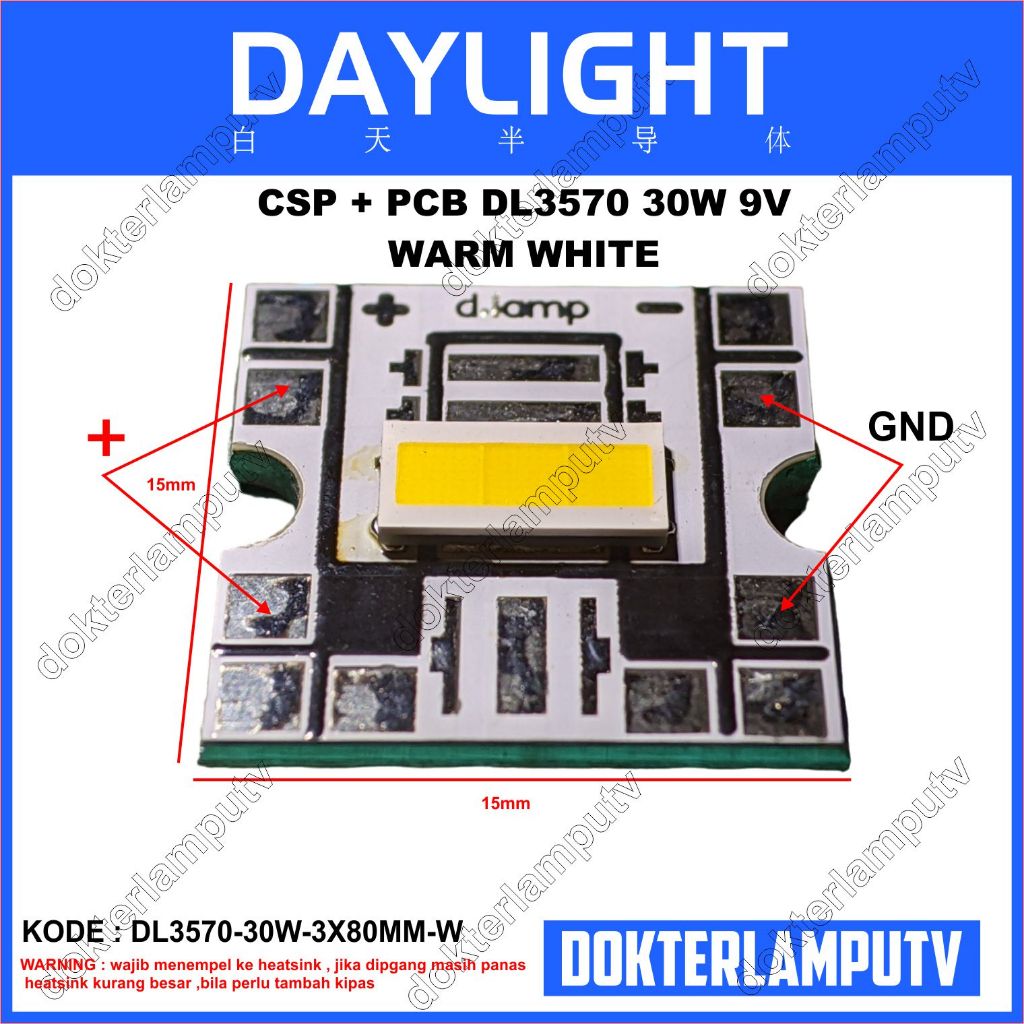 Jual CSP + PCB 30W WARM DIY PROYEKTOR LED 3570 9V DOKTERLAMPUTV ...