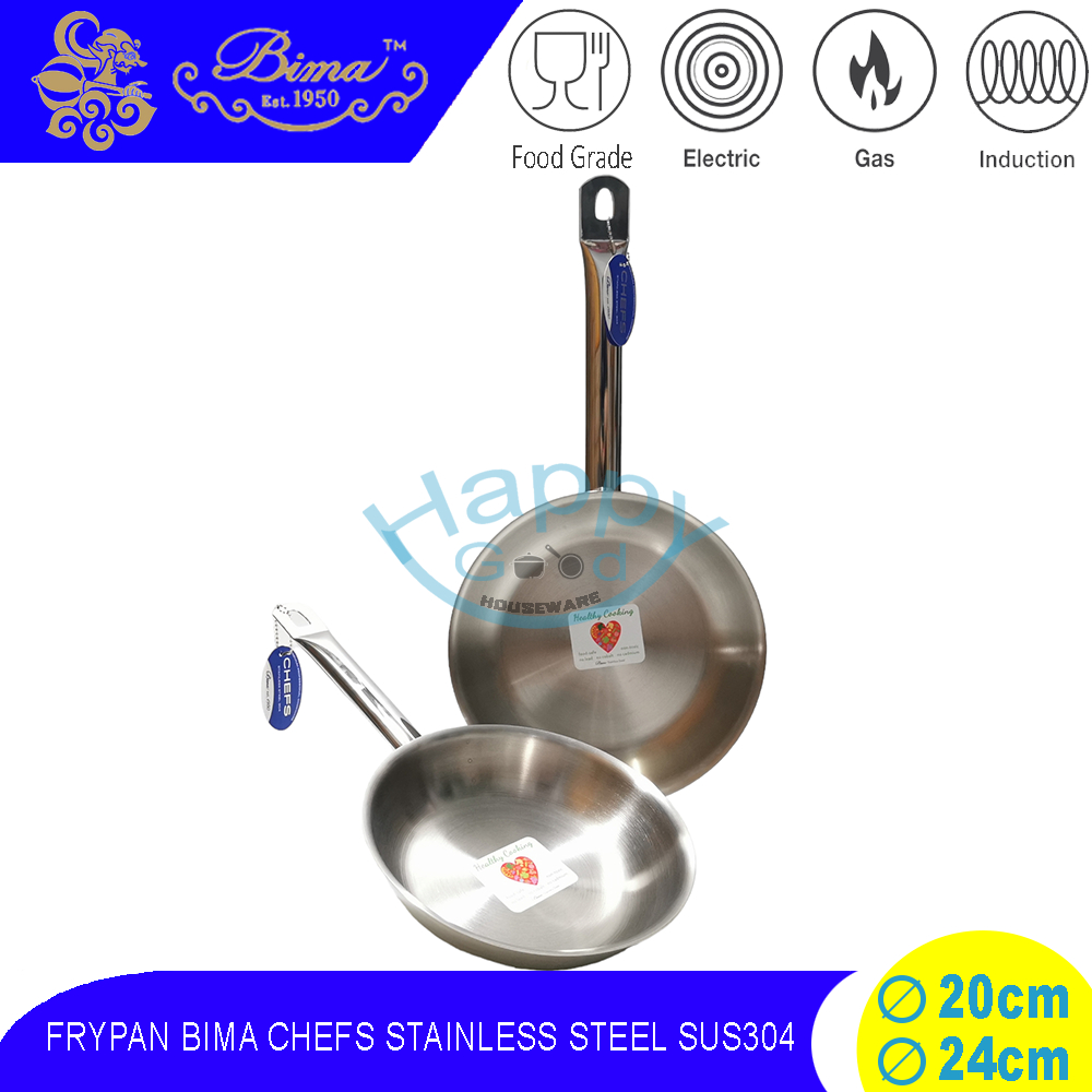 Jual BIMA CHEFS 20-24CM FRYPAN | PANCI PENGGORENGAN STAINLESS STEEL SUS ...