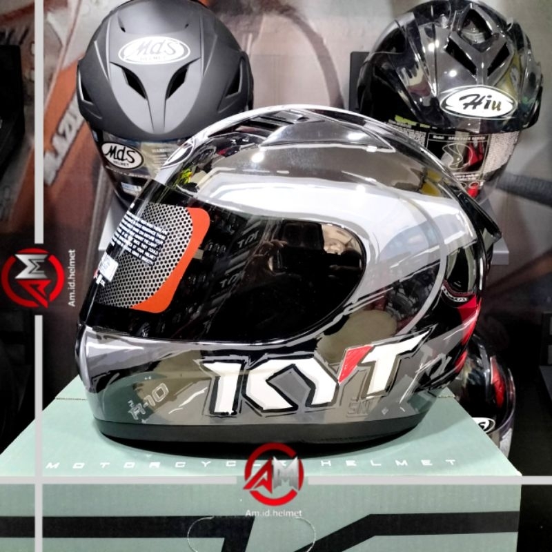 Jual HELM KYT R10 #6 BLACK GREY GLOSSY KYT HELM R-10 #6 (ORIGINAL ...