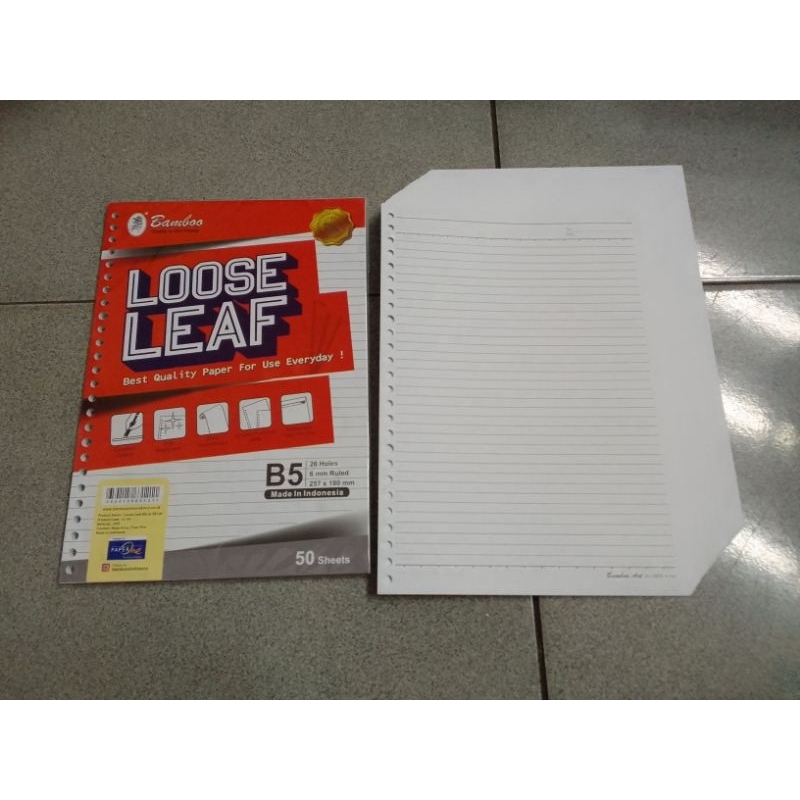 Jual LOOSE LEAF BAMBO/ ISI MAP BINDER UKURAN B5-50 LEMBAR BERGARIS ...