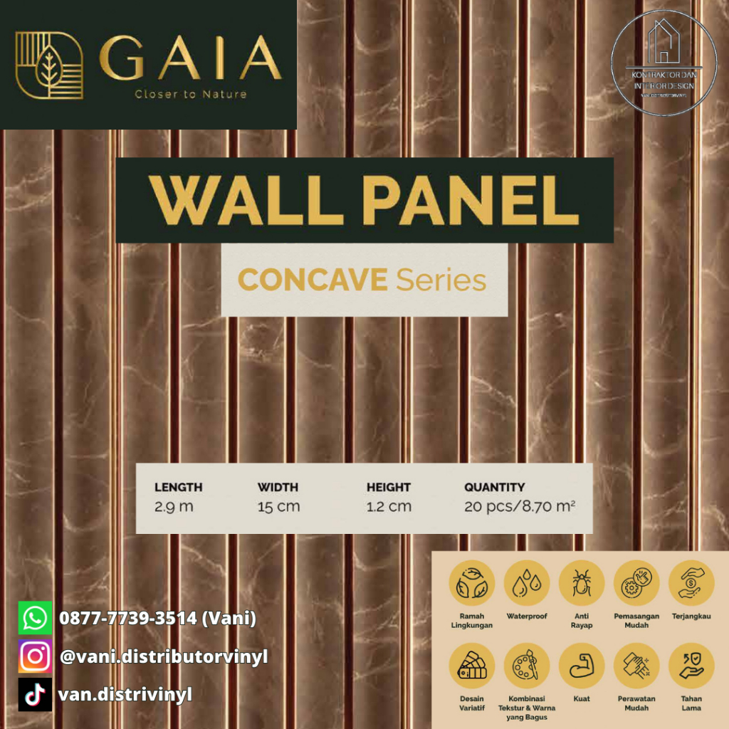 Jual Wood Panel WPC / Wall Panel WPC / Panel Dinding Kayu / CONCAVE
