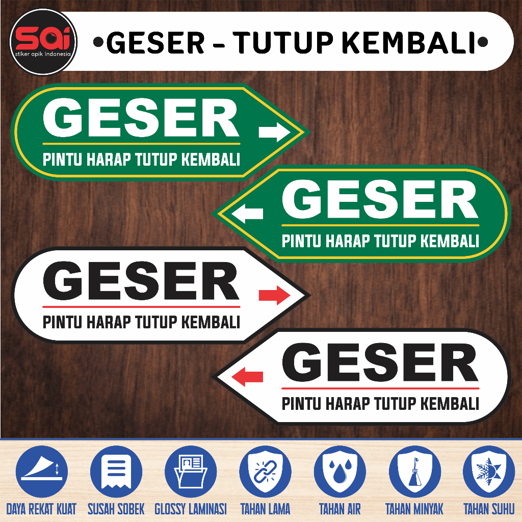 Jual Stiker Vinyl Geser Kanan Kiri Pintu Harap Tutup Kembali Laminasi