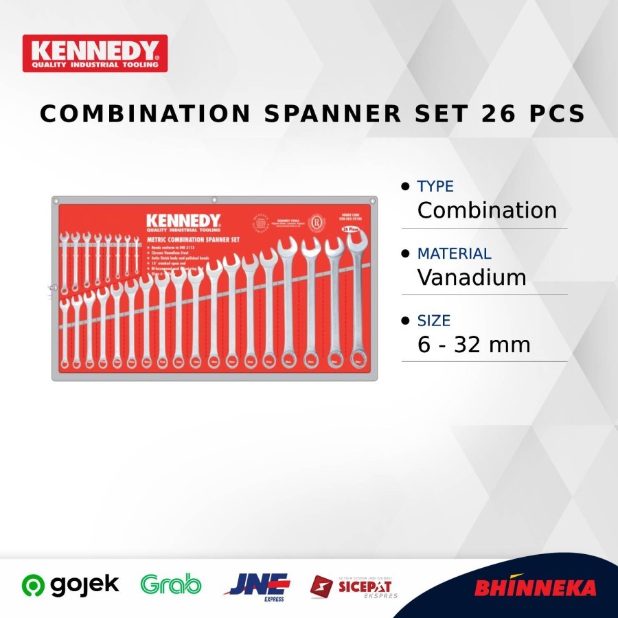 Jual KENNEDY Combination Spanner Set 26 Pcs [KEN5822910K] | Shopee ...