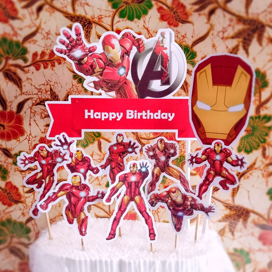 Jual Hiasan / Topper Kue Ulang Tahun Anak Karakter Ironman Bisa Custom
