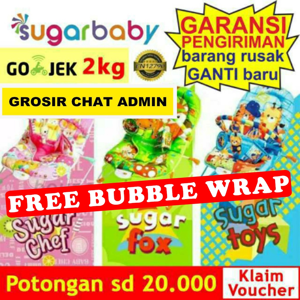Jual READY BANDUNG SUGAR BABY OUNCER DELUXE MUSICAL VIBRATION 1RECLINE