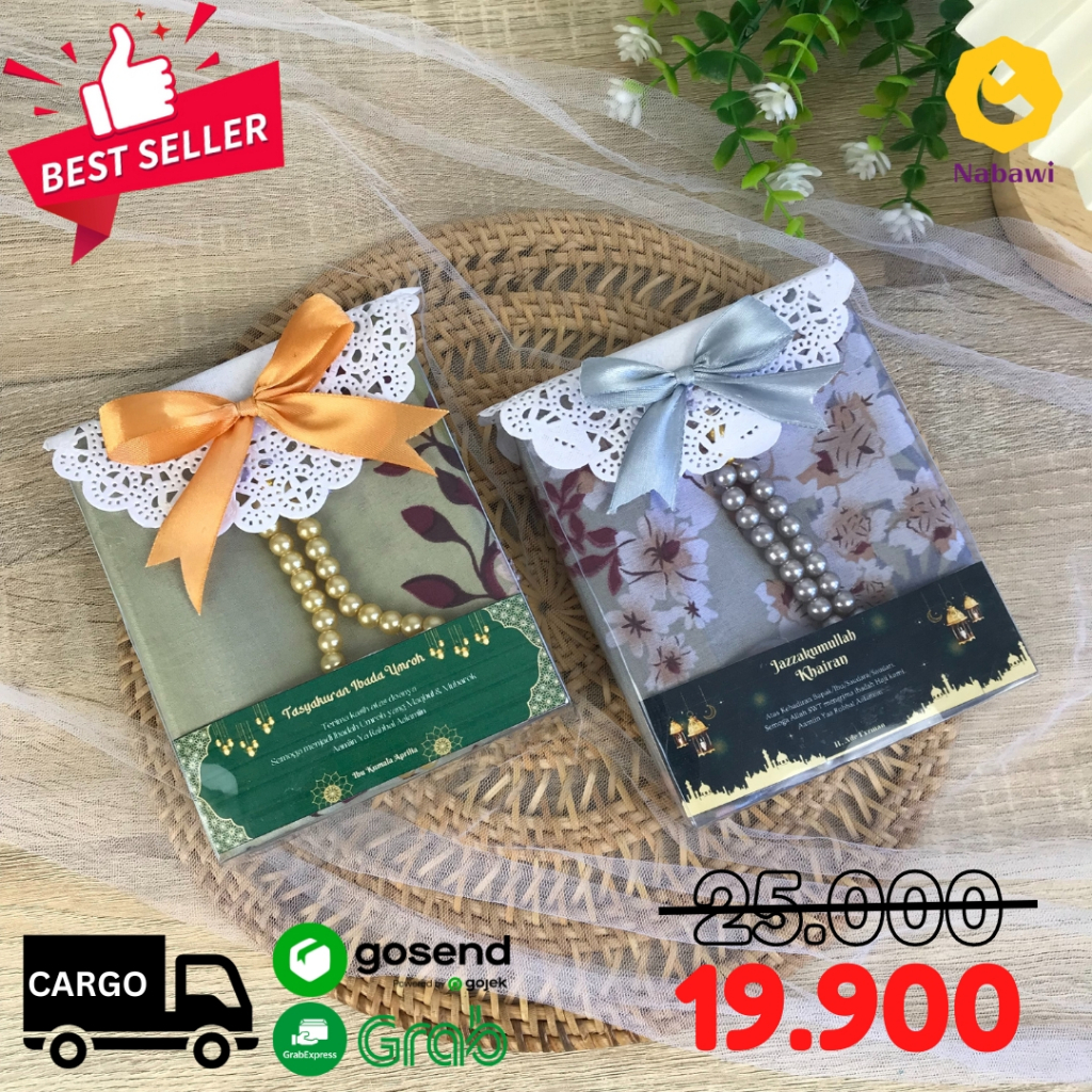 Jual Hampers Jilbab Segiempat Motif Souvenir Oleh Oleh Haji dan Umroh