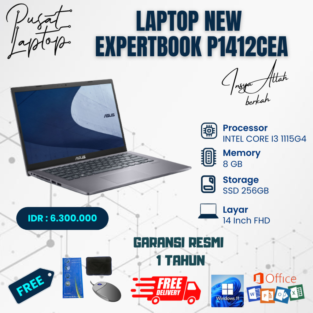 Jual Laptop Baru Asus Expertbook P1412cea Intel Core I3 Iii5g4 Ram