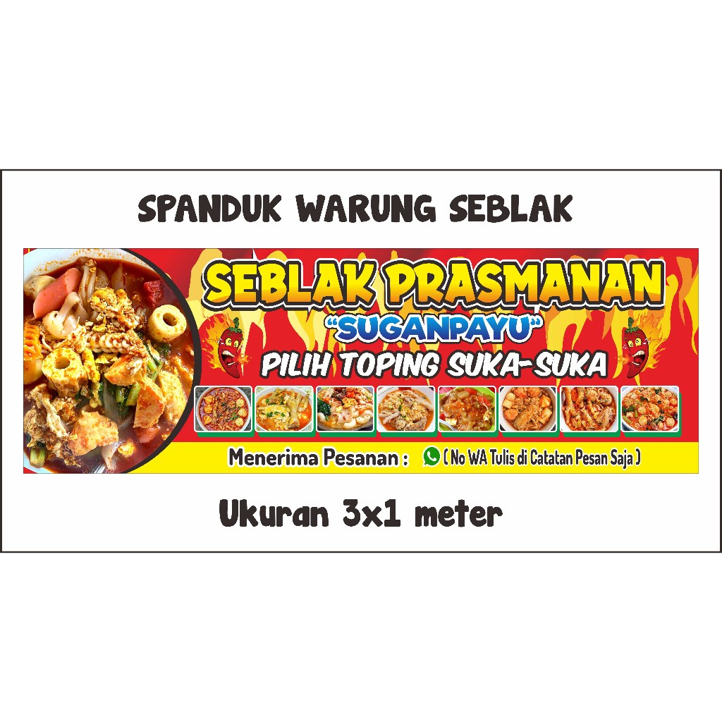 Jual Spanduk Seblak Prasmanan/Warung Seblak ukuran 3x1 meter | Shopee