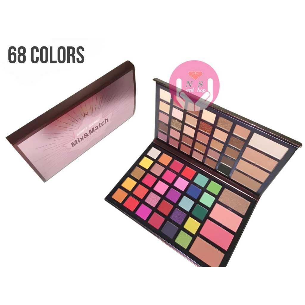Jual [68 WARNA] BEAUTY GELANZI MIX&MATCH EYESHADOW PALETTE 68 COLORS