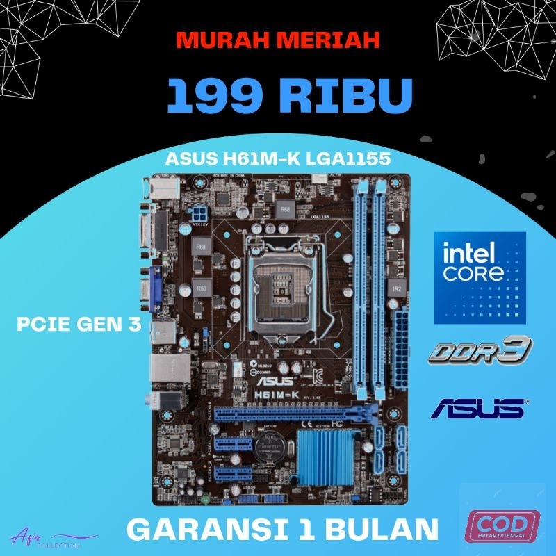 Jual Motherboard Asus H61M K LGA 1155 DDR3 Intel H61 | Shopee Indonesia