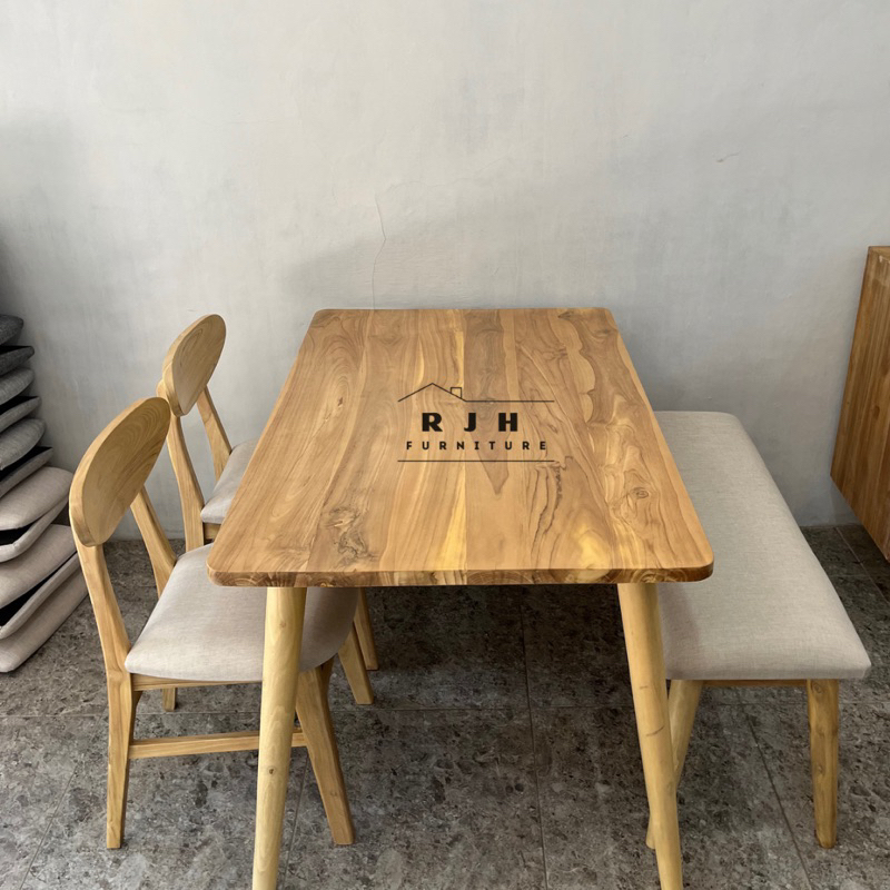 Jual DINING SET ROPAN BLEACHING, DINING TABLE BANGKU, SET MEJA MAKAN K4 ...