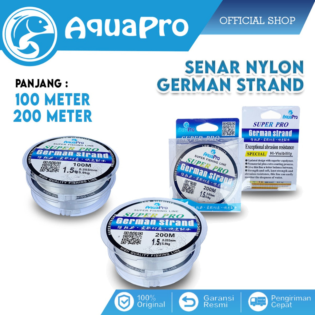 German Fishing Line 200m Senar Pancing Invisible Bahan Nilon Tahan