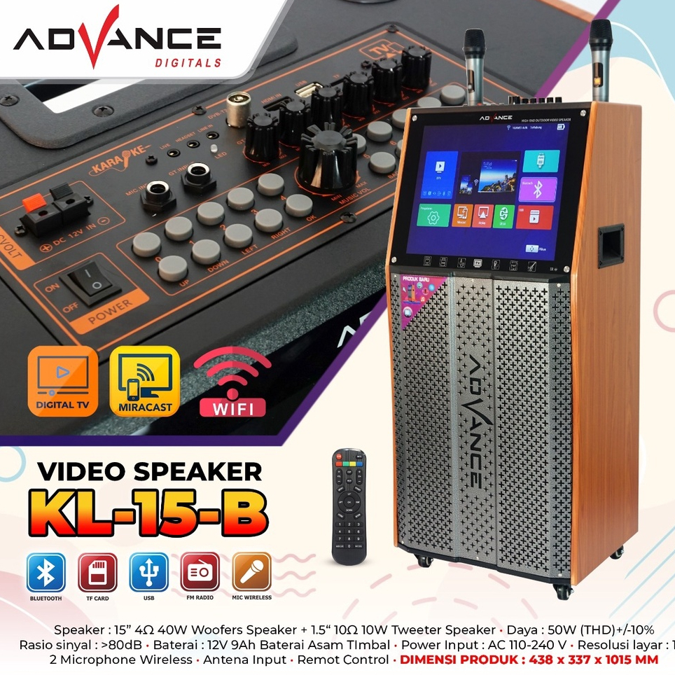 Jual ADVANCE Speaker Portable Bluetooth 15 Inch + LCD 17 Inch KL 15B ...