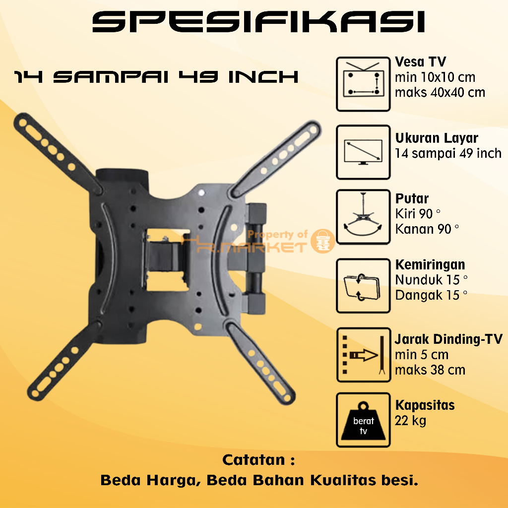 Jual Bracket Tv Led Lcd Inch Dijamin Cocok In Arah Universal