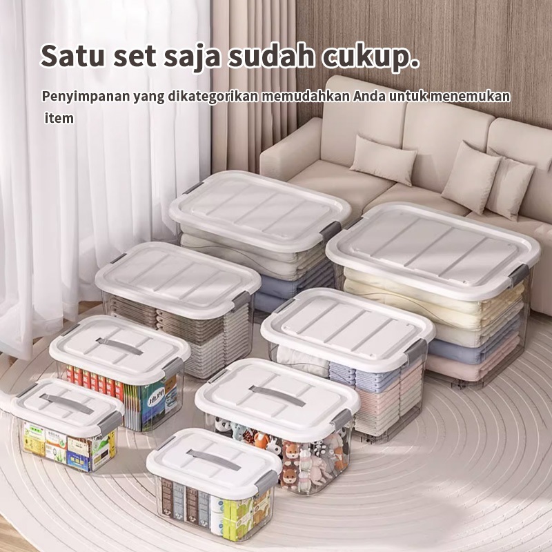 Jual HOMIX Keranjang Penyimpanan Transparan Segel Baju/Container Box ...