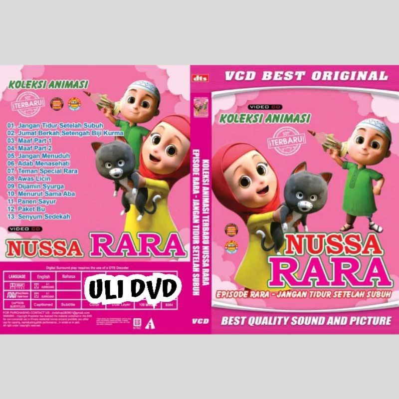Jual Kaset Video Lagu Anak Nussa Rara Episode Rara Jangan Tidur Setelah ...
