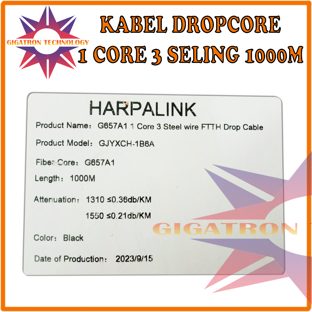 Jual Kabel Fiber Optic Dropcore 1000M 1 Core 3 Seling / Kabel Fiber ...