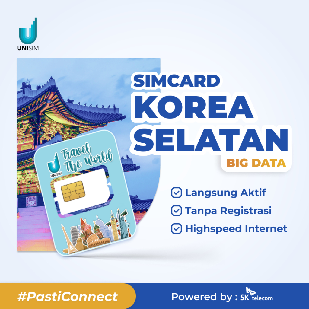 Jual UNISIM Sim card 5-30 Hari KOREA SELATAN BIG DATA || Provider SKT ...