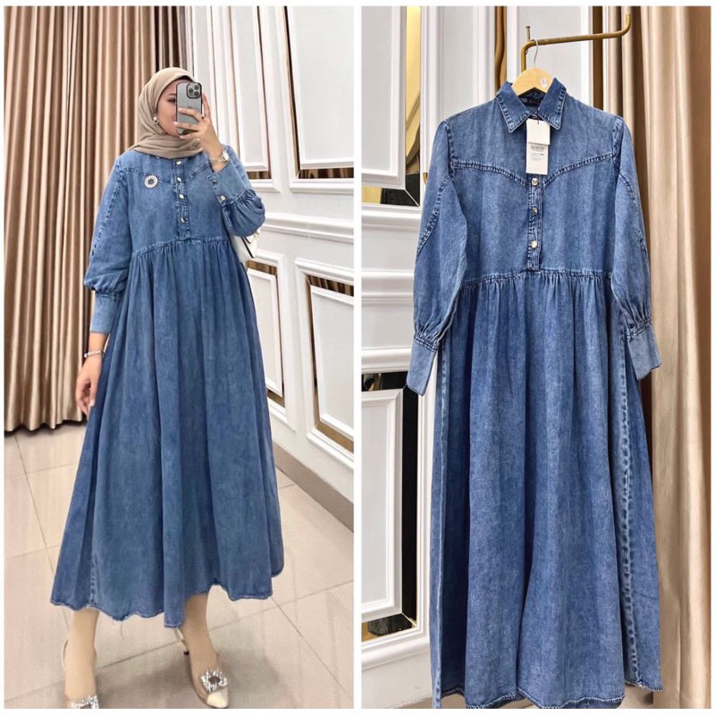 knee length dresses for ladies Amora Denim Midi Dress main image 0