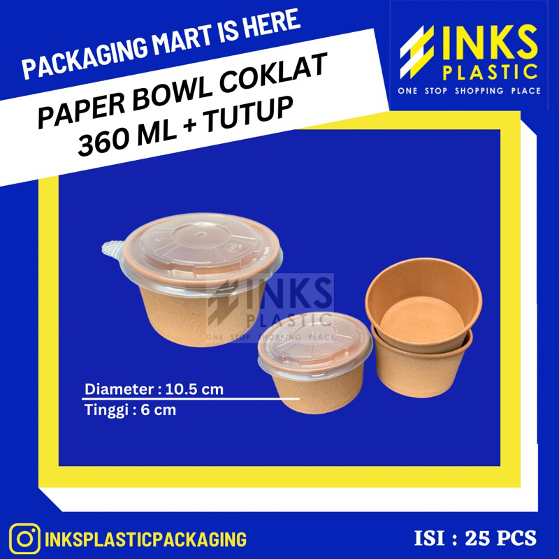 Jual Paper Bowl Coklat Kraft Oz Ml Mangkok Kertas Tutup Pcs