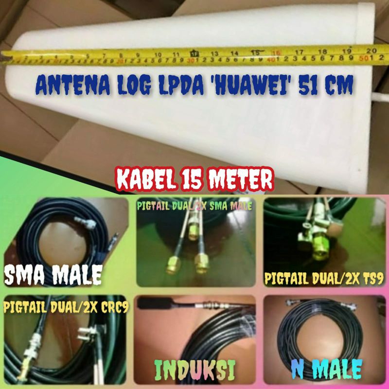 Jual Antena Log Periodik Lpda Penguat Jaringan Sinyal Triband Repeater Modem Kabel Meter