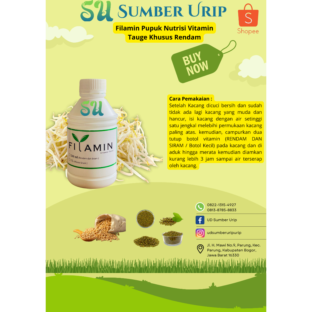 Jual Filamin Pupuk Nutrisi Vitamin Tauge Khusus Rendam 500ml | Shopee ...