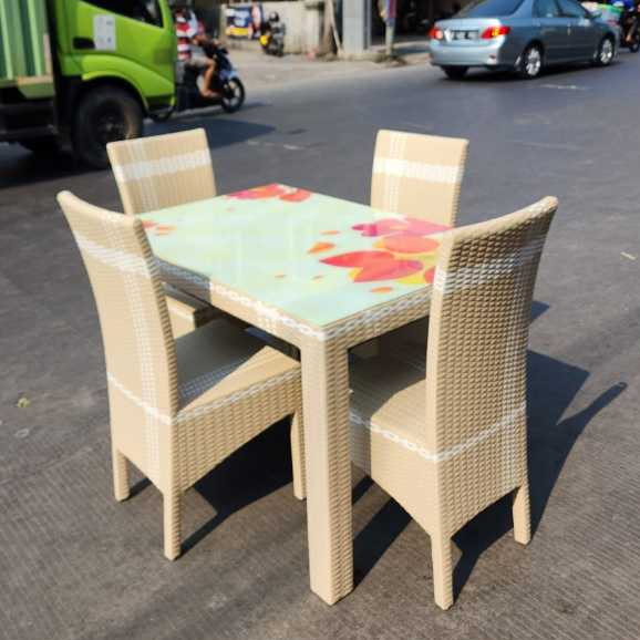 Jual (FREE ONGKIR) FULL SET MEJA MAKAN ROTAN | Shopee Indonesia