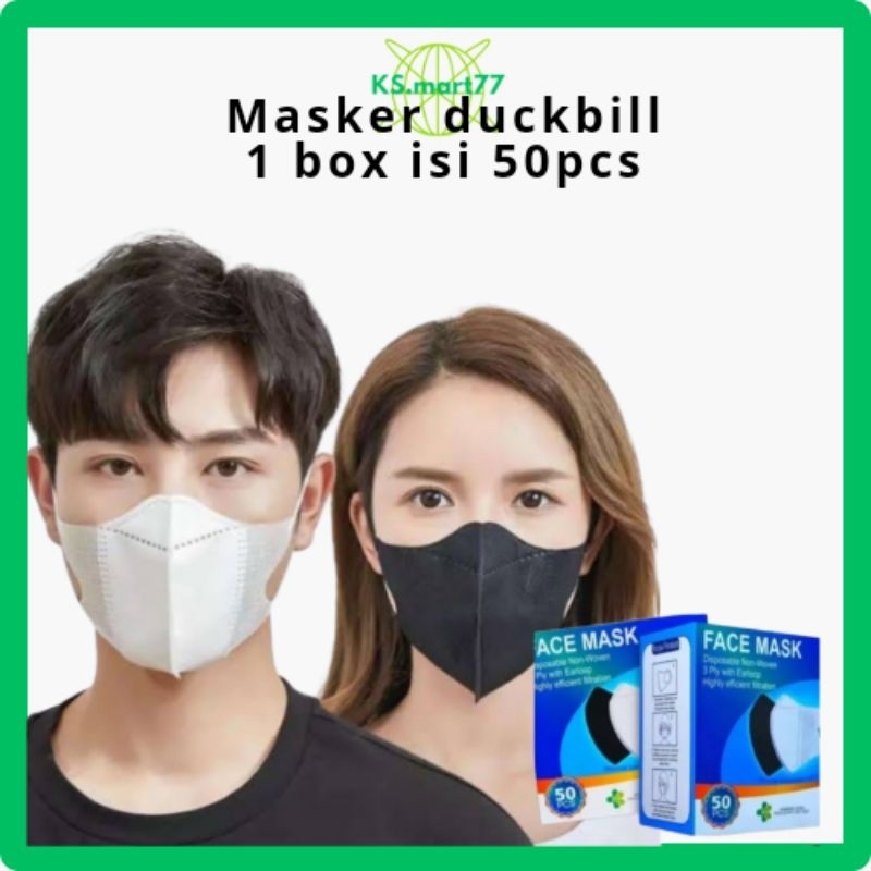 Jual Masker Duckbil Duckbill Disposable Facemask 1 Box Isi 50pcs ...