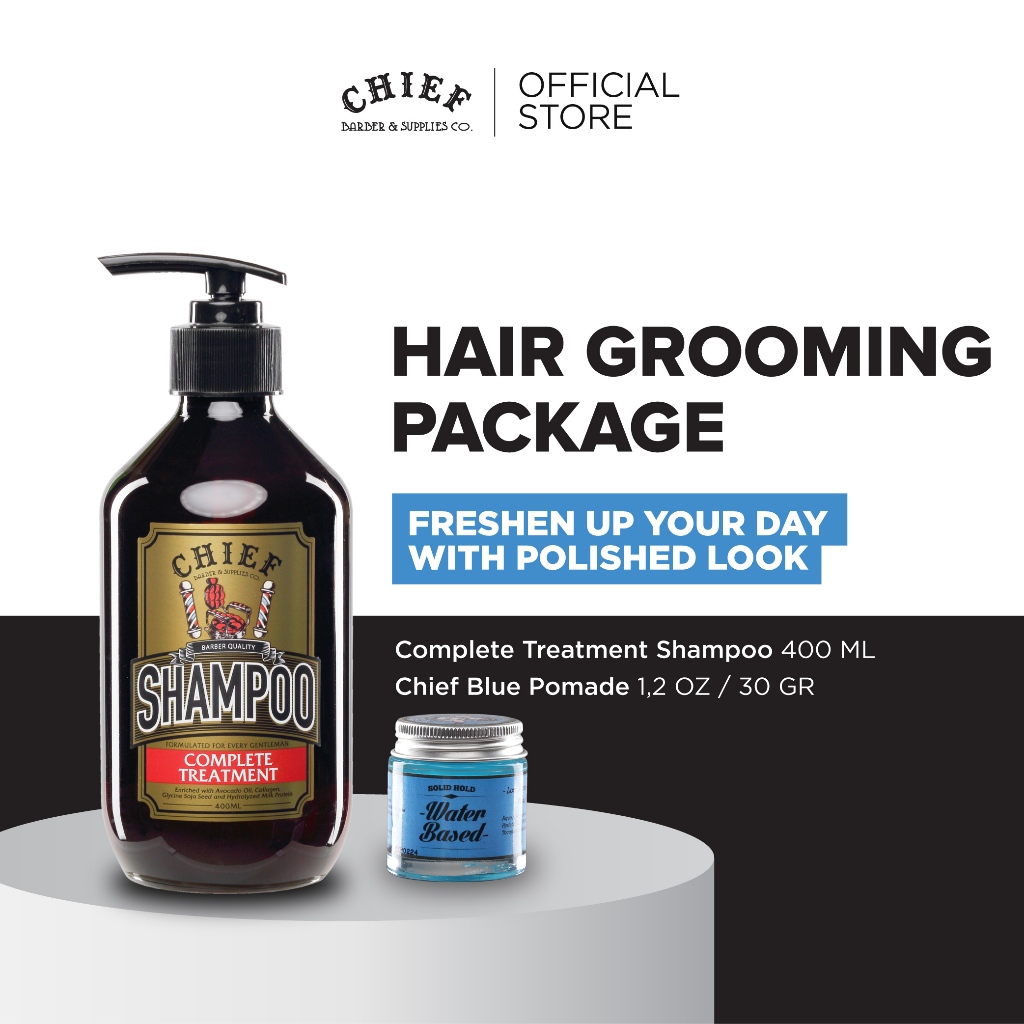 Jual CHIEF HAIR PACKAGE (Pomade Water Based Blue 1,2oz + Shampoo CT ...