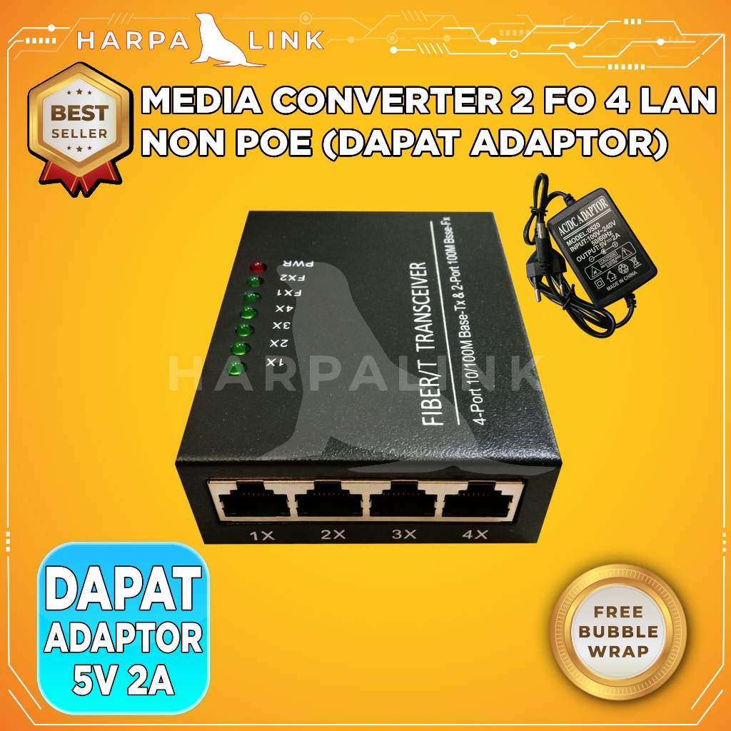 Jual Media Converter 2 FO 4 LAN 2 SC 4 RJ45 2F4E 10/100 Mbps Full Body ...