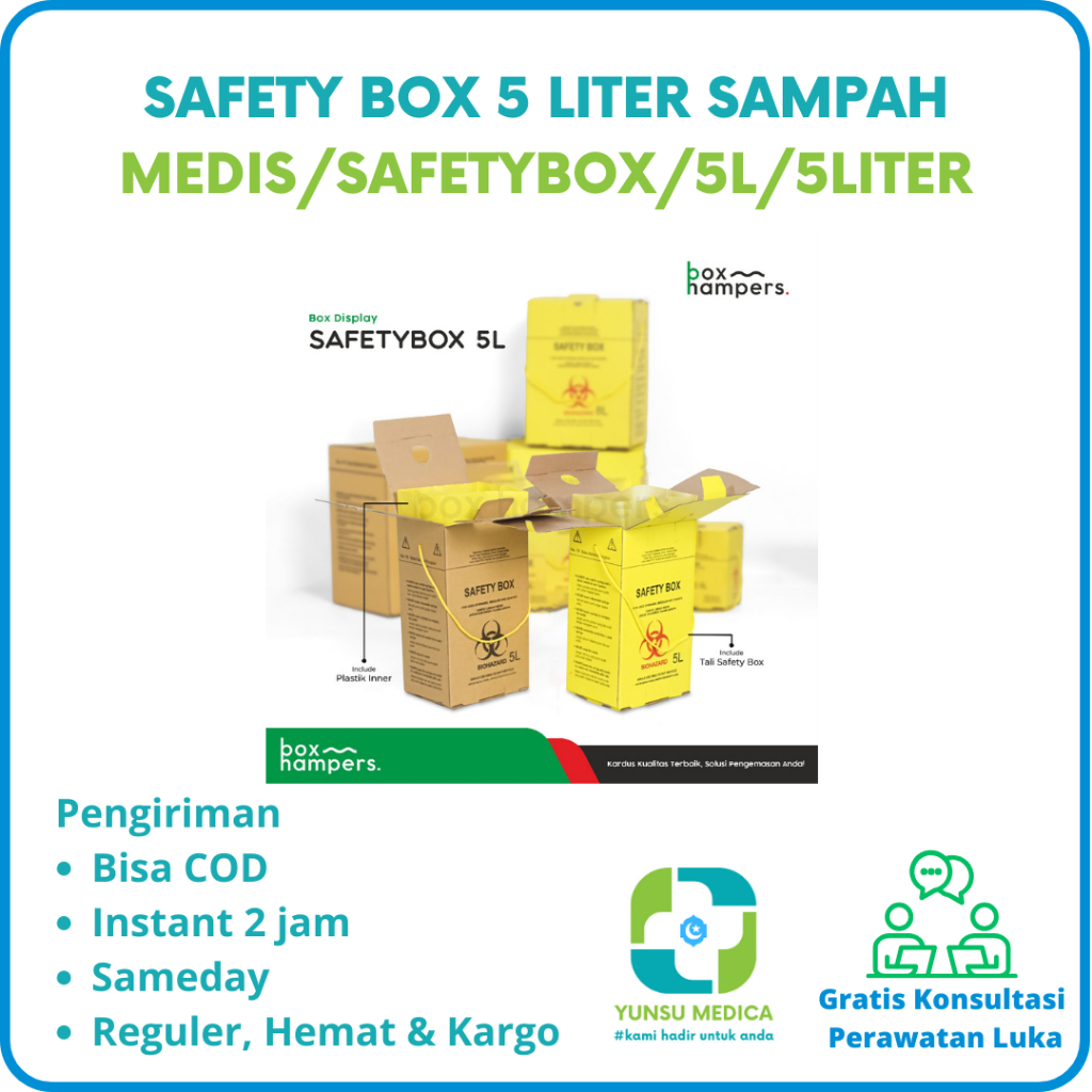 Jual SAFETY BOX 5 Liter Sampah Medis/Safetybox/Alkes/BioHazard/Kardus ...