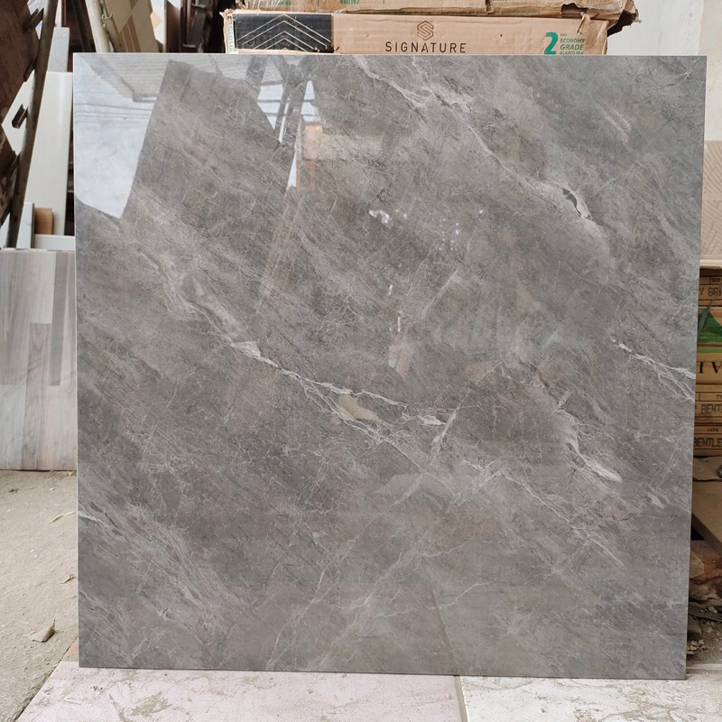 Jual Granit 60x60 abu motif marmer (super glossy)/ granit abu motif