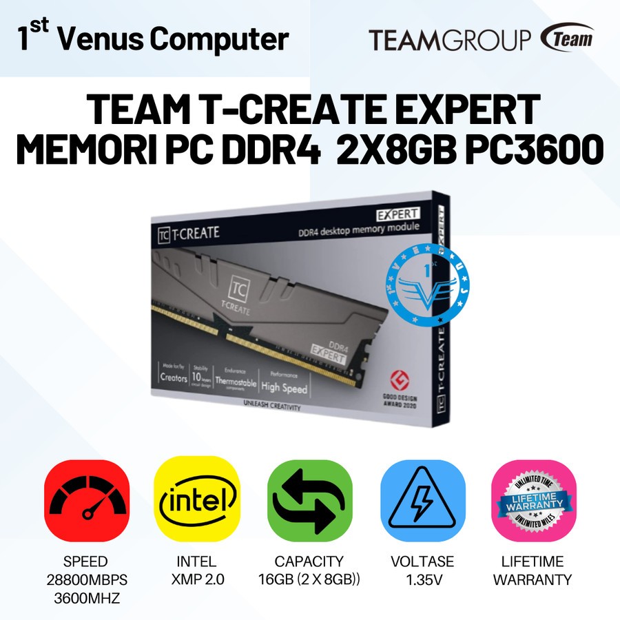 Jual RAM TEAM T-CREATE EXPERT DDR4 3600MHz 16GB - 2x8GB / MEM24-TEM ...