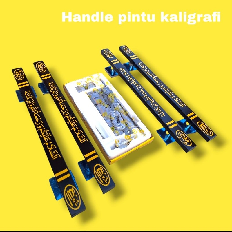paket komplit handle pintu rumah motif kaligrafi 45cm 60cm gagang pontu rumah stainless