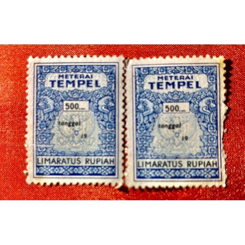 Jual 1 potong materai tempel kuno 500 Rupiah warna biru tahun 19..an ...
