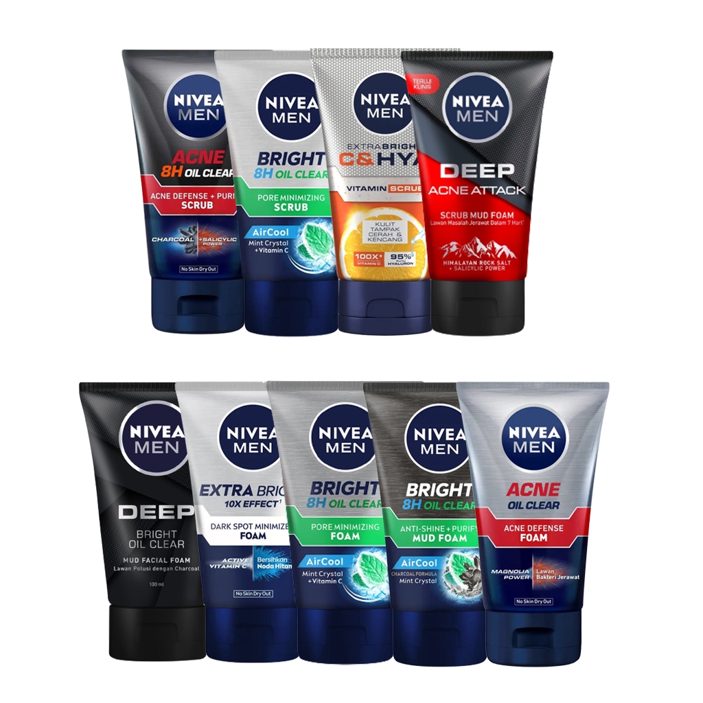 Jual Nivea Men Facial Foam/Scrub (50ml/100ml) Shopee Indonesia