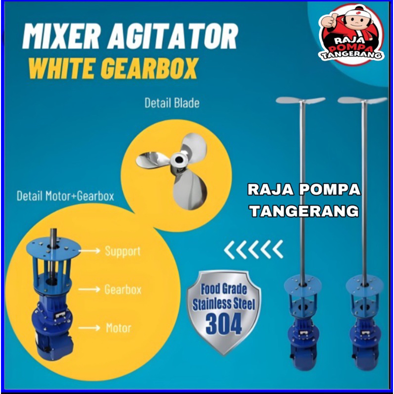 Jual Mixer Agitator Kimia Chemical Mixer Agitator 0,75HP 550Watt 220V ...