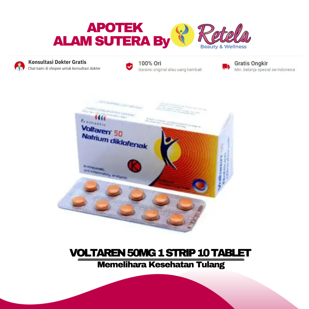 Jual VOLTAREN 50MG 1 STRIP 10 TABLET ( Natrium Diklofenak 50mg ...