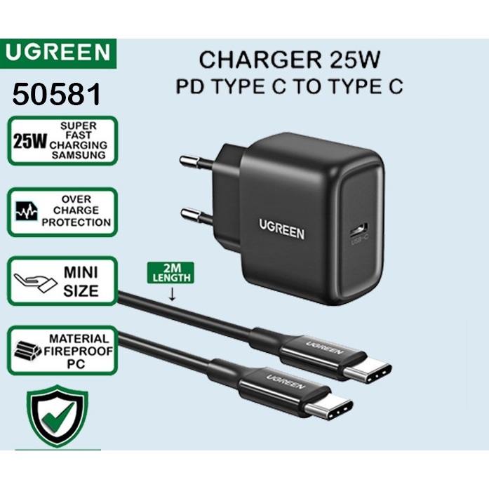 Jual UGREEN 50581 Adaptor Set Charger USB TYPE C 25W