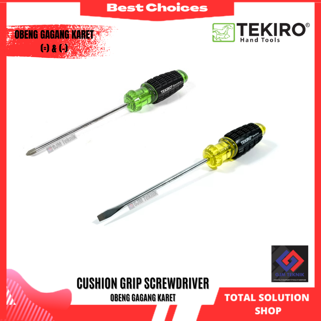 Jual tekiro Obeng gagang karet plus(+) & minus (-) 2 x 150 mm, 2 x 125 ...