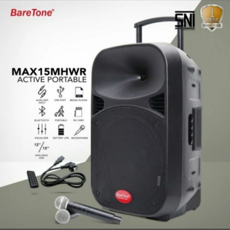 Jual Speaker Aktif Portable Wireless 15 Inch Baretone Max 15 Mhwr