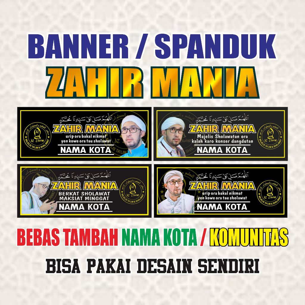 Jual BANNER SHOLAWAT ZAHIR MANIA, CUSTOM NAMA KOTA, | Shopee Indonesia