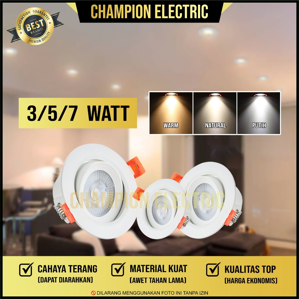 Jual Lampu Downlight Spotlight LED 3 Watt 5 Watt 7 Watt Sorot Plafon 3W ...