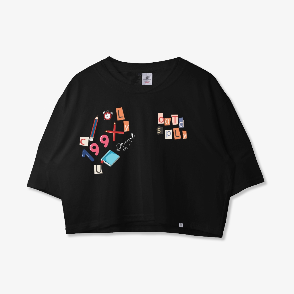 Jual Ootdsupply Croptee Pencil Dusty Pink Black Croptee Oversize Wanita Ct Shopee Indonesia